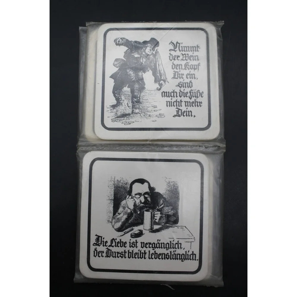 8 German Drinking Humor Coasters Illustrated Sayings Breweriana New Lot